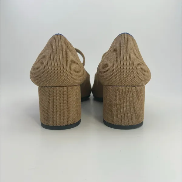 Rothy's The Mary Jane Camel Black Cap Toe Block Heel Knit‎ Shoes Women's 8.5 - Image 7