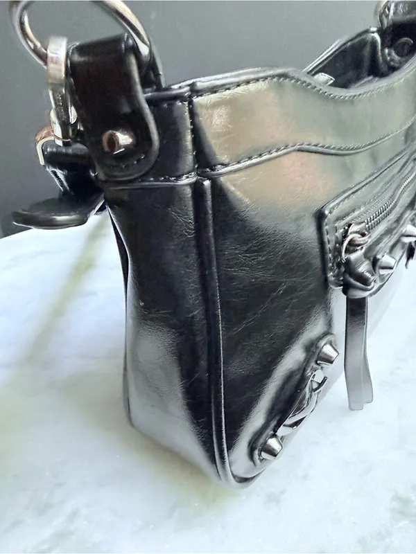 Pretty Simple Black Studded Crossbody Shoulder Bag (EUC) - Image 4
