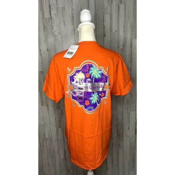 Hanes NWT Clemson University Orange Neon Palmetto Trees Short Sleeve Unisex T-Shirt‎ - Image 6