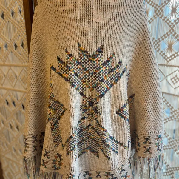Multicolor Aztec Fringe Poncho Sweater Size undefined - Image 7