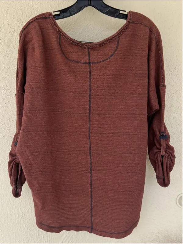 Free People We The Free Beach Haven Henley Long Sleeve Top Boho Slouchy Oversize - Image 5