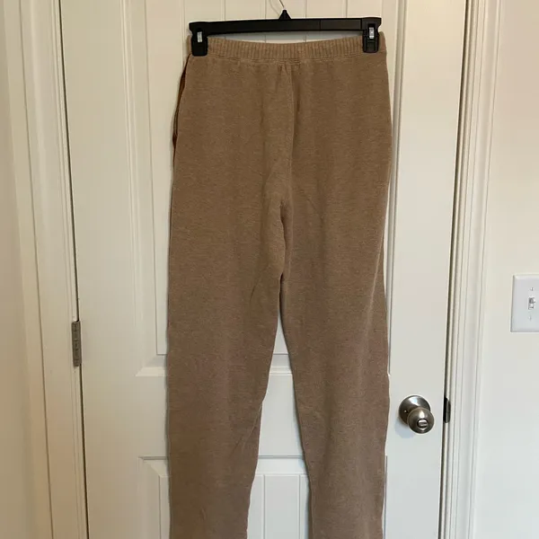 Liz Claiborne women’s‎ tan soft knit drawstring pocket sweatpants lounge small - Image 5