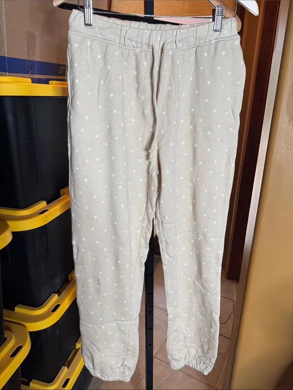 NWT Style & Co Beige Star Print Jogger Sweatpants Small Cozy Lounge Pants - Image 3