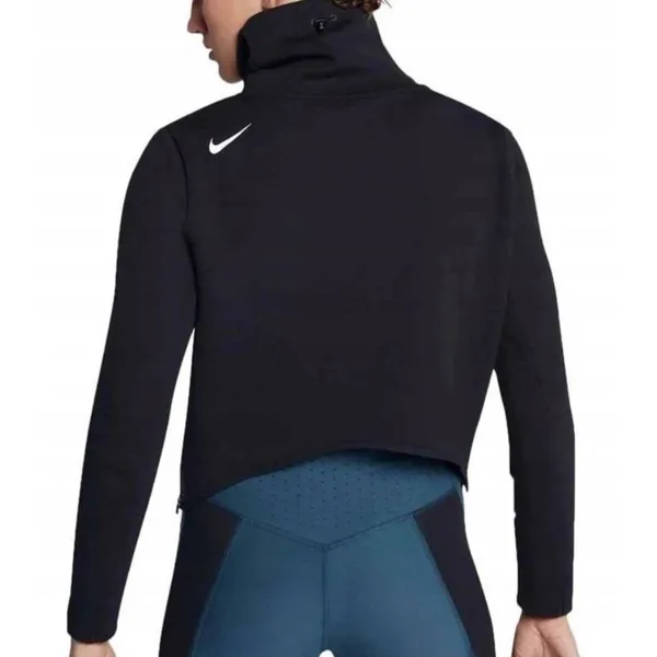 Nike Therma Mock Neck Tech Fleece Sweatshirt Women Size M Black High Low Hem Zip - Image 2