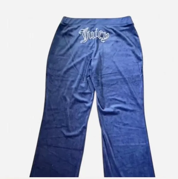 Juicy Couture Navy Blue Rhinestone Logo Velour Sweatpants Size L NWT🦋 - Image 8