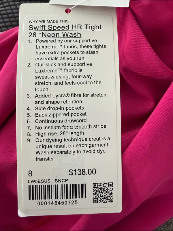 Lululemon Athletica NWT Swift Speed HR 28” Neon Wash Leggings - Image 10