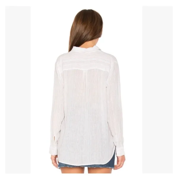 Rails Charli Shirt Size XS Oahu Stripe Metallic Linen Lightweight Button Down - Image 13