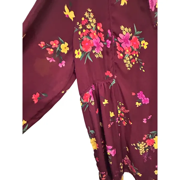 Old Navy Burgundy Floral Long Sleeve Semi-Sheer Shift Dress/Tunic Boho XXL - Image 10