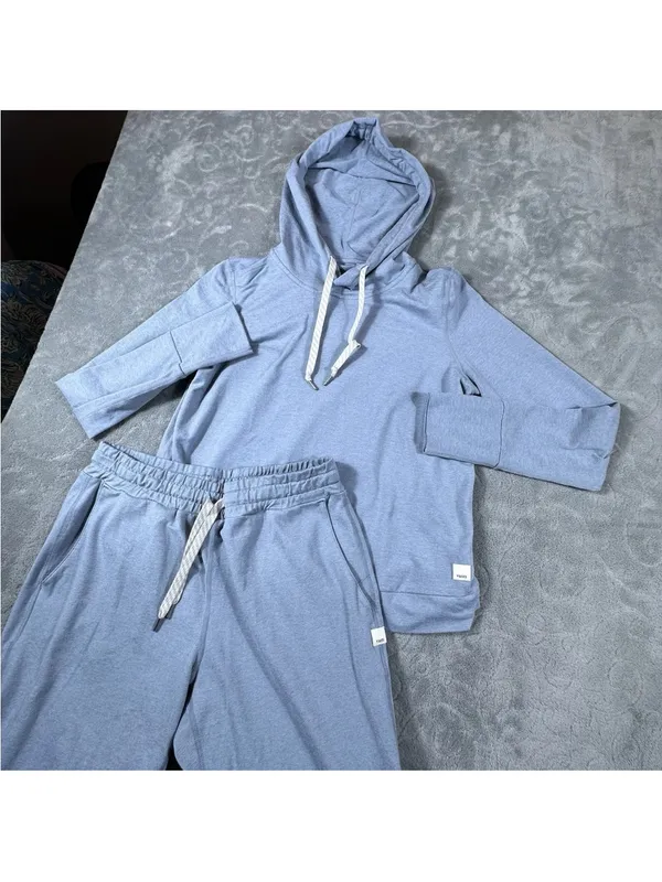 Vuori Halo Performance Hoodie and Jogger Set Women XS Blue Gray Yoga Lounge - Image 4
