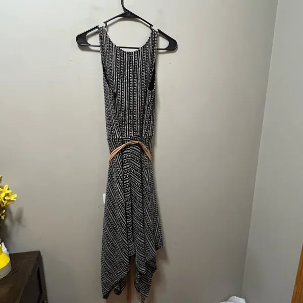 Boho Midi Dress Flowy Handkerchief Dress Hem Festival Vibes Earthy Tones 0 Small - Image 8