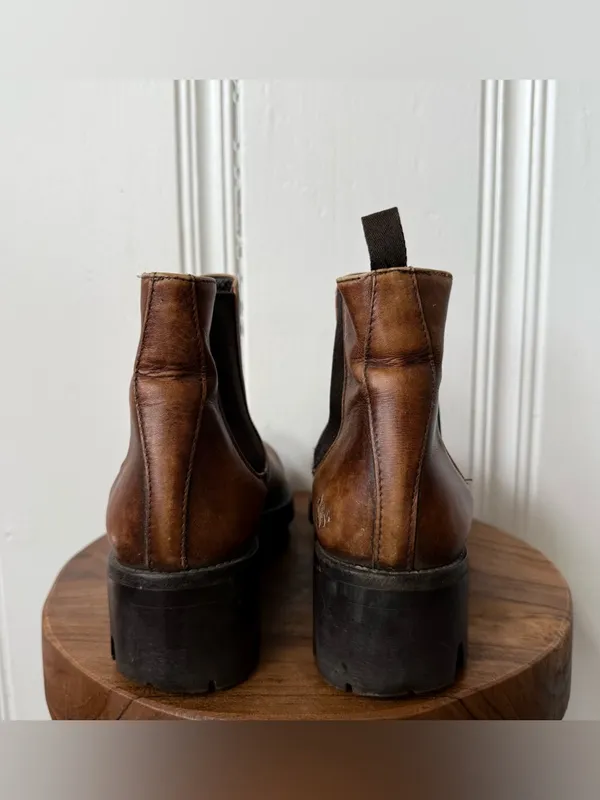 Prada Monolith Brown Leather Chunky Platform Chelsea Boots size 37 - Image 4