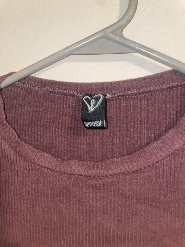 Windsor Long Sleeve Ribbed Crewneck Top Plum Size S - Image 2