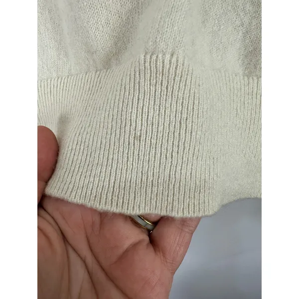 Club Monaco Cashmere Polo Sweater XL‎ Cream V Neck Tennis Prep Old Money Luxury - Image 4