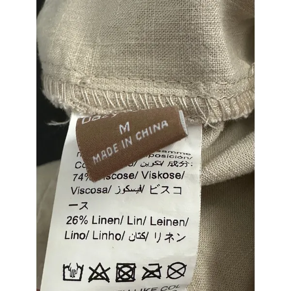 Dazy-Less Womens Pleated Straight Leg Linen Viscose Pants‎ Khaki Tan Medium BX25 - Image 6