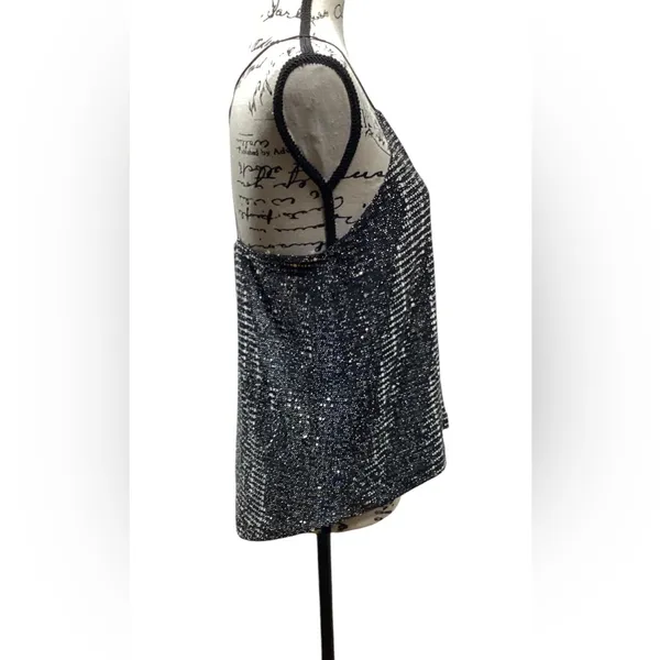 Chelsea28 Black mirrored spaghetti strap top. Size Medium. - Image 5