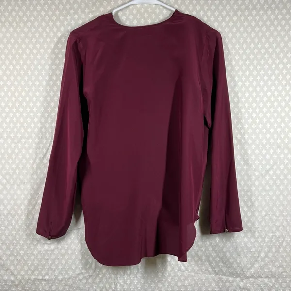 Amanda‎ Uprichard Maroon Silk Long Sleeve Wrap Front Top - Image 4