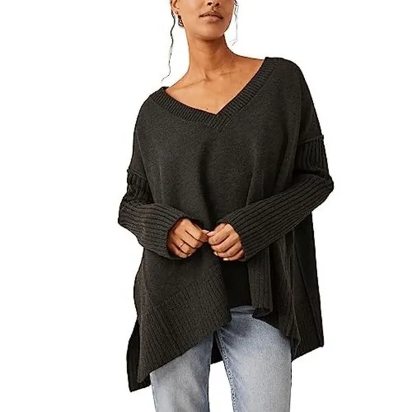Free People Orion Charcoal Gray A-Line Tunic Oversized Sweater XS - Image 7