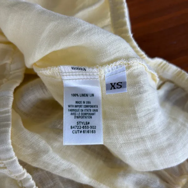 NWT Bella Dahl Linen Top XS Yellow Button Front Coastal Chic Cottage Preppy - Image 4