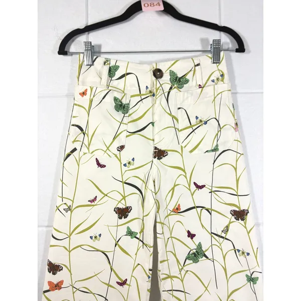 Anthropologie Maeve The Colette Butterfly Print Wide Leg Cropped Pants 25P - Image 6