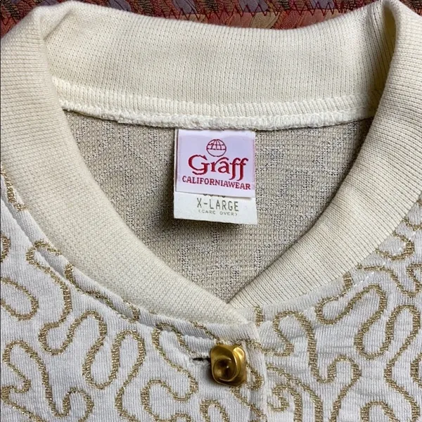 Vintage Gold Glitter Cardigan Button Up Sweater - Image 5
