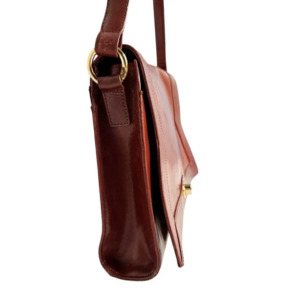 Hobo Brown Leather Twist Lock Closure Shoulder Bag - Image 3