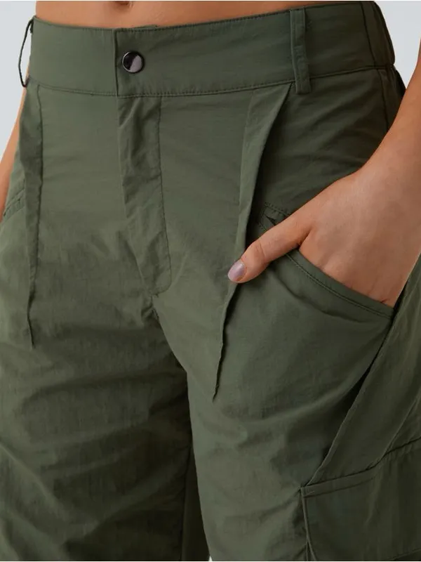 Halara 01HAL.- Mid Rise Button Zipper Side Pocket Wide Leg Baggy Casual Cargo Pants. - Image 5