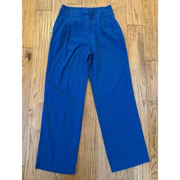 House of Harlow 1960 blue 100% linen trouser pant size 4 - Image 3