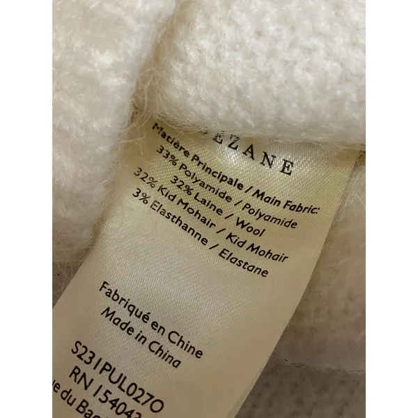 SEZANE Cinta Women's Cream Wool Gold Heart Long Sleeve Sweatshirt Sweater Top M - Image 6