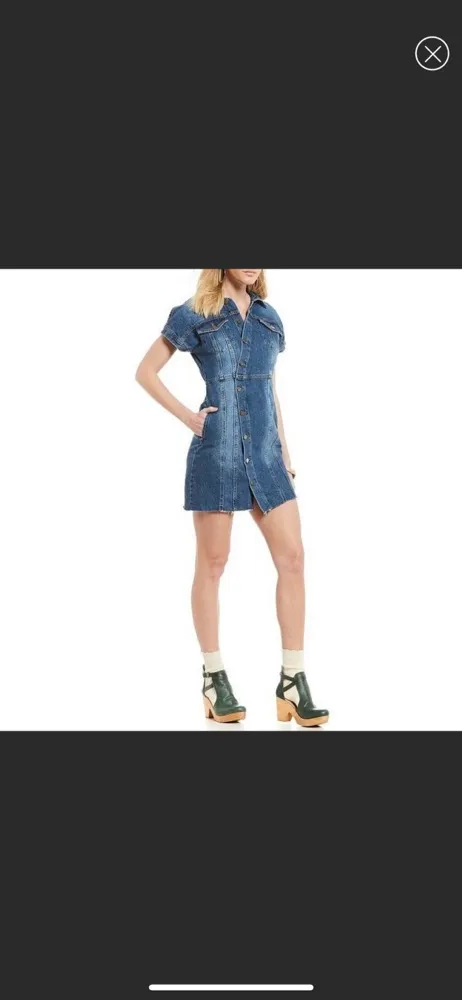 Free People Structured Denim Dress - Image 2