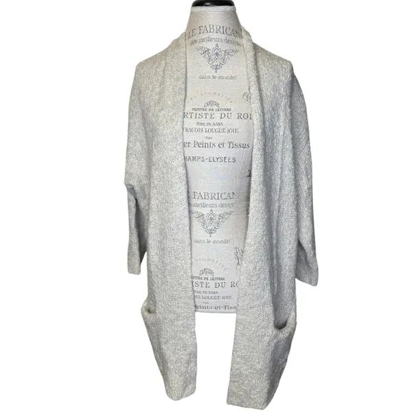 Aerie Wool Blend Cozy Women's Gray Cream Sweater Cardigan Wool Blend L / XL - Image 2