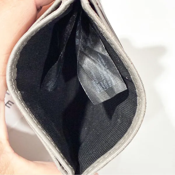 All‎ Saints Grey Pebbled Leather Card Holder Accessory Wallet - Image 4