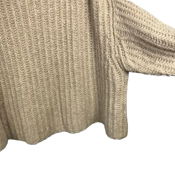 Free People Women's Cream Chunky Knit Cowl Neck Sweater Size Medium - Image 3