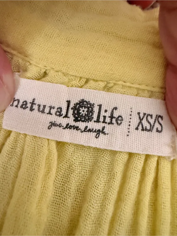 Natural Life Yellow Cotton Gauze Raw Sleeveless Hem Top XS/S Boho Beach‎ - Image 3