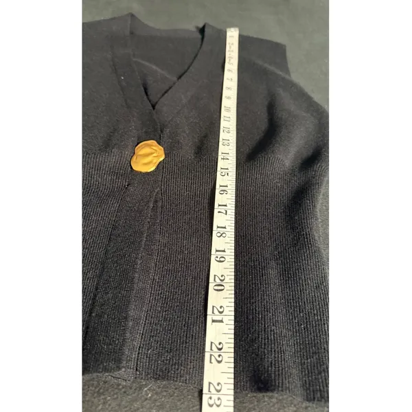 NWT Commense XS Black V Neck Gold Rose Button Cinched Waist Knit Sweater Vest - Image 12