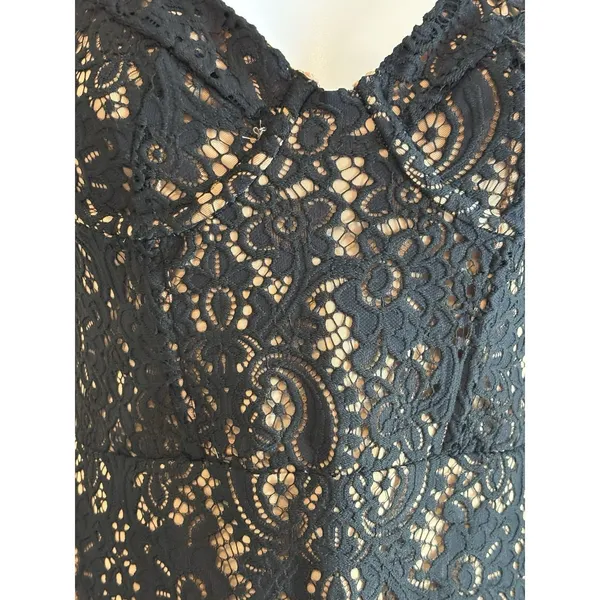 For‎ Love and Lemons XS Vika Mini Dress Black Lace Overlay Bodycon Corset - Image 3