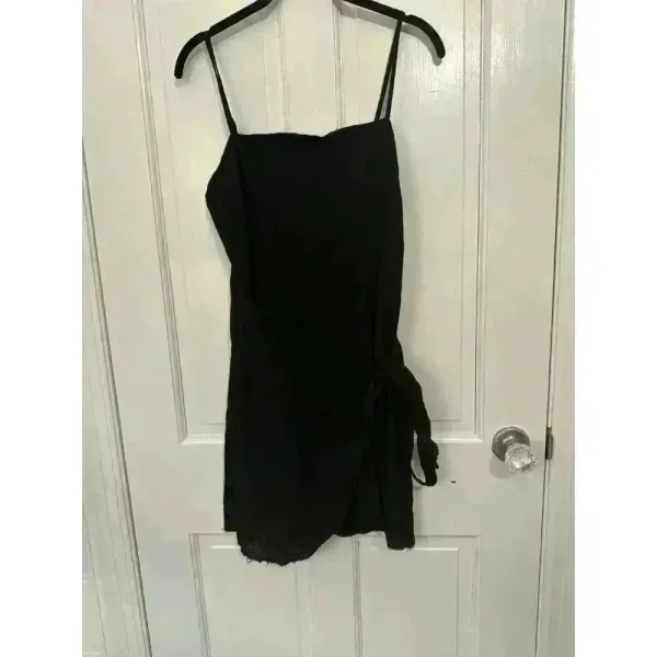 Princess‎ Polly Black Linen Wrap Dress size 6 EUC - Image 2