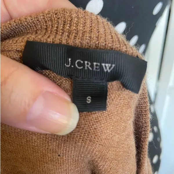J. Crew Womens Sweater Sz S Merino Wool Asymmetrical Zip Moto‎ Brown Tan Zippers - Image 8