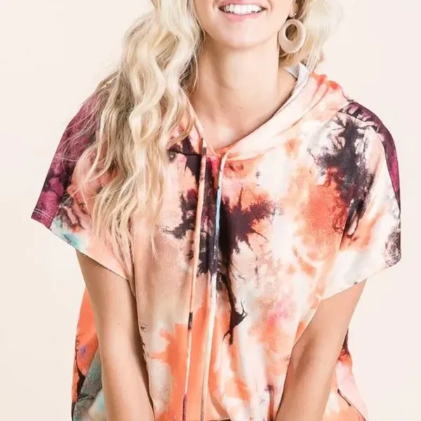 BiBi Tie‎ Dye Terry Hoodie With Drawstring Size L - Image 3