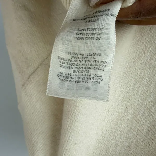 Wilfred Aritzia sz‎ XXS 100% Merino Wool Cropped Polo Sweater Cream Preppy - Image 5