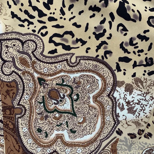 Vintage Dress Brown Leopard Animal Print‎ Paisley Sleeveless Maxi Boho Grunge - Image 9