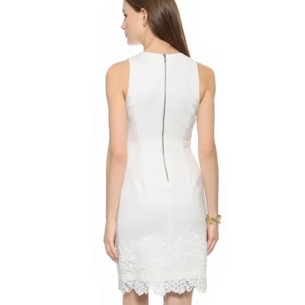 REBECCA TAYLOR Matelasse White Jacquard Lace Shift Dress Bridal Wedding Size 2 - Image 7