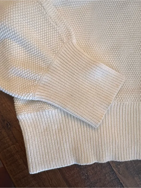 Anthropologie Cream V-Neck Textured Knit Sweater‎ - Image 2
