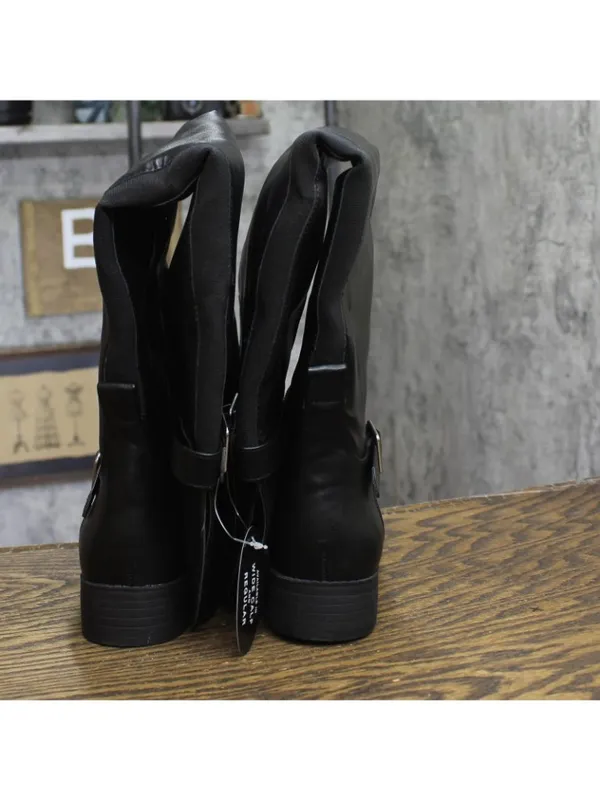 NWT Sun + Stone Anyaa Wide-Calf Buckled Over-the-Knee Boots Black 8.5M-WC - Image 6