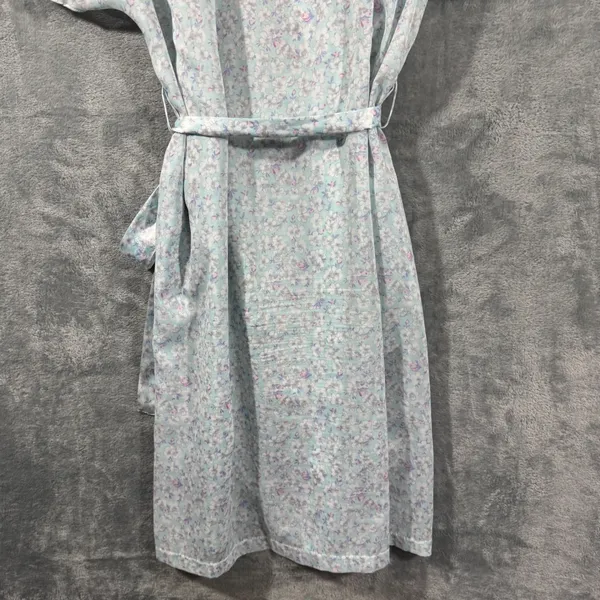 Vintage St Michael Floral Wrap Robe Short Sleeve Waist Belt Size 8/10 - Image 11