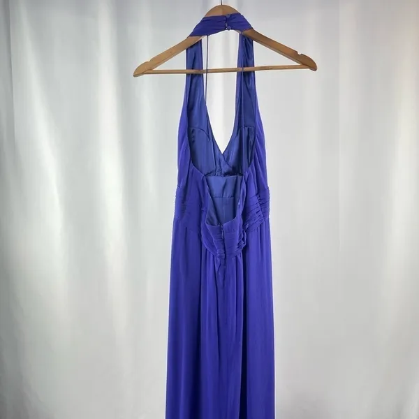 Nicole Miller Silk Halter Neck Maxi Dress Gown in Blue‎ Size 10 - Image 3