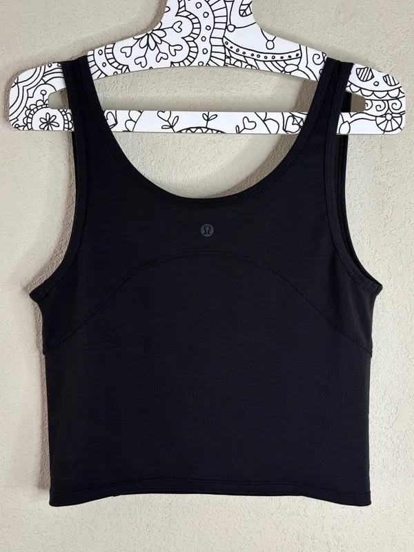 Lululemon Cropped Henley Tank Top Black size 4 - Image 3
