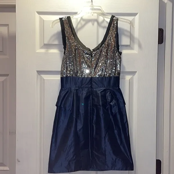 BCBGeneration Sequin Blue Frost Mini Dress - Image 3