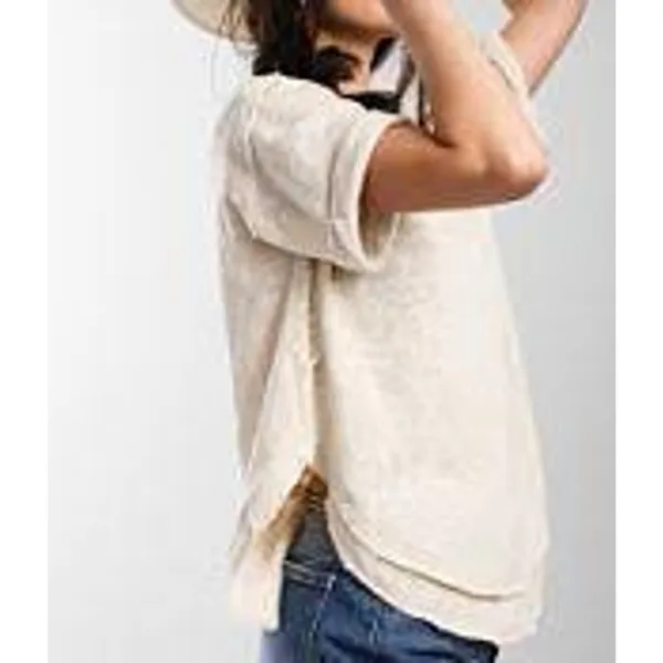 We The Free FREE PEOPLE North Star Tee Top Salt COMFY SLOUCHY MINIMALIST S Small - Image 2