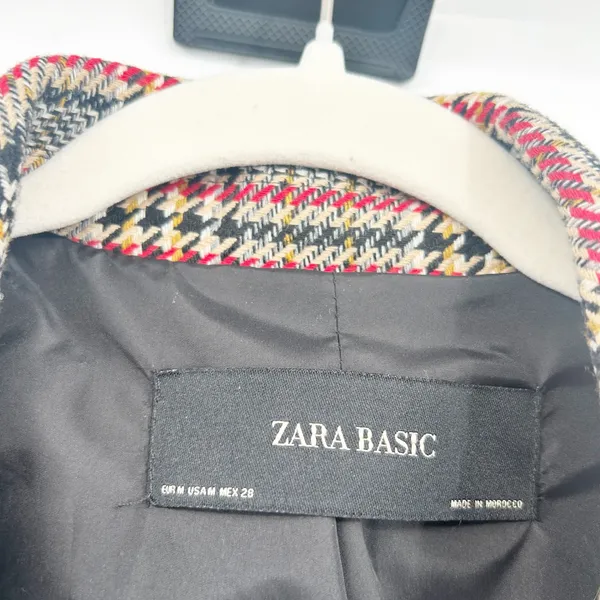 Zara Womens Plaid Wool‎ Blend Double Breasted Dark Academia Longline Coat Size M - Image 4