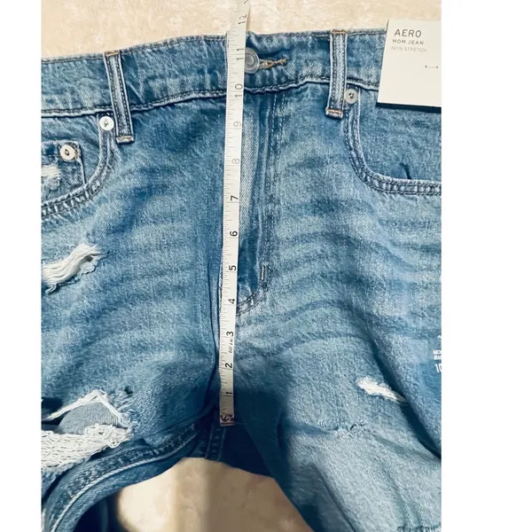Aeropostale Womens High‎ Rise Distressed Mom Jeans Medium Wash Size 10 NWT - Image 7